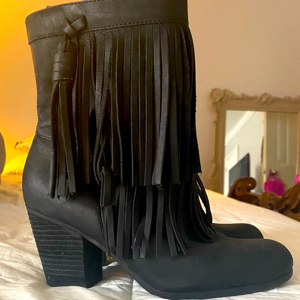 Ralph Lauren Denim&Supply Mina black  Leather Fringe boot.